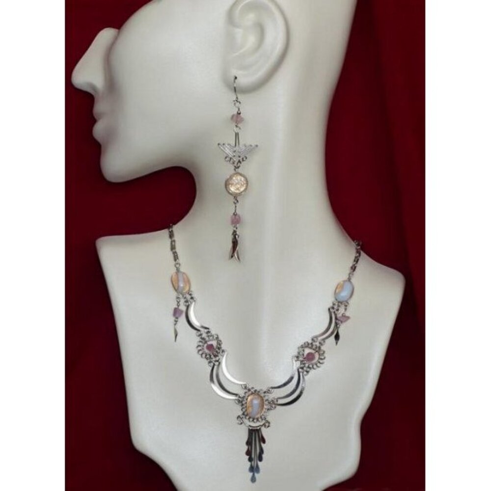 Alpaca Silver Pink Quartz 3 Pc Set - NEW